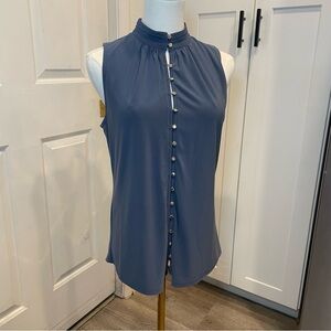 Sleeveless Blue Button-Up Women's Top